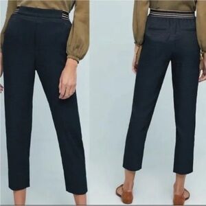 Anthropologie the Essential Pull-On Trouser navy blue textured size XS